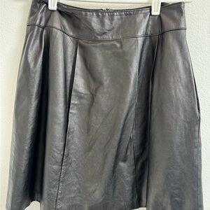 White House Black Market size 6 100% leather black skirt